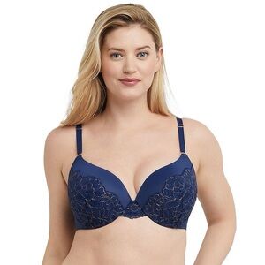 *MAIDENFORM* Blue Lace Push Up Plunging Neckline Bra NWT Size 36D